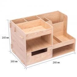 得力(deli)木制DIY创意多层组合收纳盒原木色79231