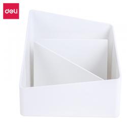 得力(deli)乐素时尚3格桌面收纳盒 白色8912