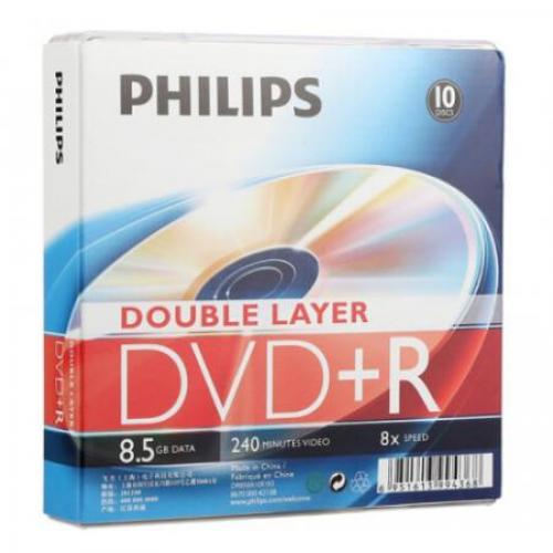 飞利浦（PHILIPS）DVD+R DL空白光盘/刻录盘 8速8.5GB 单面双层 10片盒装