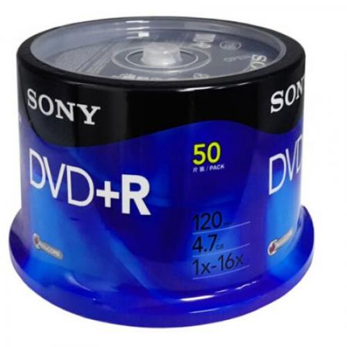 SONY 索尼 dvd刻录盘 光盘 空白光盘 4.7G 16X DVD+R（50片桶装）行业装