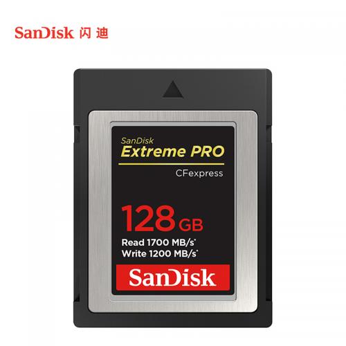 闪迪SDCFE-128G-ZN4IN 128GB CF存储卡 4K 至尊超极速版内存卡 读速1700MB/s 写速1200MB/s兼容部分XQD