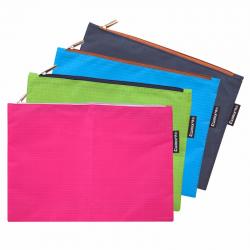 齐心（COMIX）B5 单层彩色防水收纳拉链袋 牛津布 文件整理袋 涤纶资料袋 A215绿色单个装