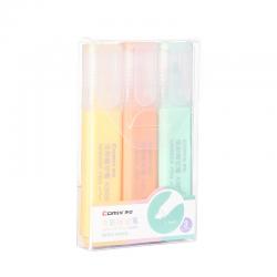 齐心(Comix)3色荧光笔手账可用重点标记笔水性记号笔 淡彩系列 3支盒 K9093