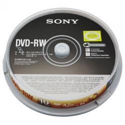 索尼（SONY）DVD-RW 光盘/刻录盘 1-2速4.7G 桶装10片 可擦写 空白光盘