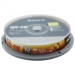索尼（SONY）DVD-RW 光盘/刻录盘 1-2速4.7G 桶装10片 可擦写 空白光盘