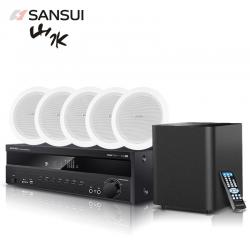 山水（SANSUI） T2家庭影院组合音响套装 吸顶音箱 电视家用蓝牙客厅吊顶音箱 6.5英寸旗舰版（功放+低音炮+5个吸顶喇叭）