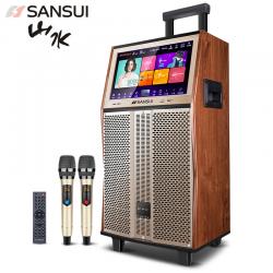 山水（SANSUI） 音响带显示屏户外演出音箱无线话筒蓝牙点歌跳舞拉杆移动视频播放器 QX08（12.1吋大屏+2只无线话筒+天能电池）