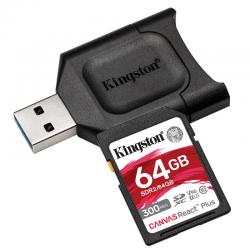 金士顿（Kingston）64GB U3 V90 内存卡 SD存储卡 读速300MB/s 写速260MB/s 支持8K视频 附带UHS-II读卡器