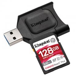 金士顿（Kingston）128GB U3 V90 内存卡 SD存储卡 读速300MB/s 写速260MB/s 支持8K视频 附带UHS-II读卡器