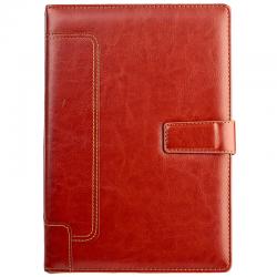 博文（bowen）B5/A5笔记本商务办公文具记事本手工磁扣本皮套本皮料拼接可定制 红棕色 B5