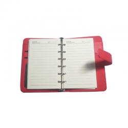 晨好（ch）皮面活页本 笔记本子可换替芯软皮插口带插笔记事本 A7-红色
