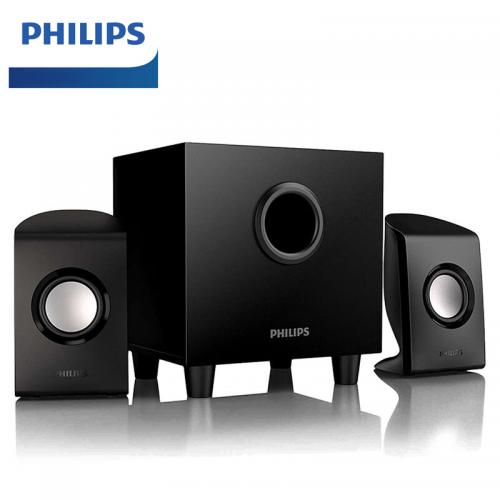 飞利浦（PHILIPS）SPA1330电脑音箱 桌面2.1声道有源重低音木质低音炮 黑色