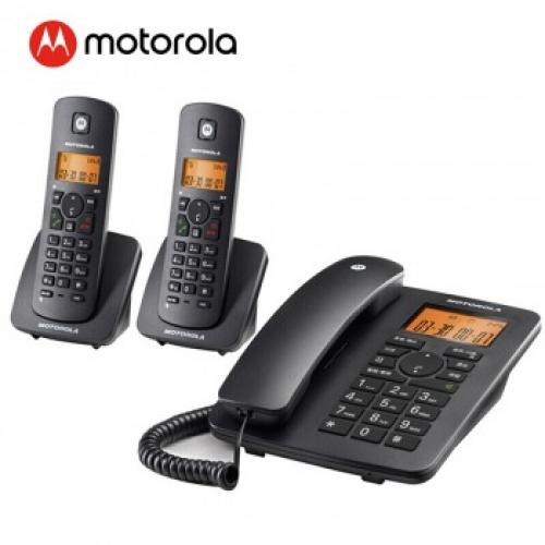 摩托罗拉(Motorola)C4202LC数字无绳电话机/座机/子母机免提来电显示家用办公一拖二固定无线座机(黑色)