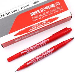 欧标（MATE-1ST）1522 小双头油性记号笔 勾线描边马克笔 婚礼会议签字笔 12*140mm（1.8mm/0.7mm) 颜色：红色
