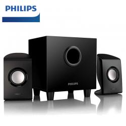 飞利浦（PHILIPS）SPA1330电脑音箱 桌面2.1声道有源重低音木质低音炮 黑色