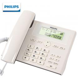 飞利浦（PHILIPS）电话机座机 固定电话 办公家用 免电池 来电显示 双插孔 CORD022 (白色