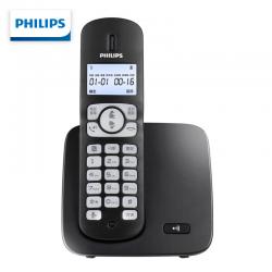 飞利浦（PHILIPS）无绳电话机 无线座机 子母机 办公家用 屏幕白色背光 全新升级 DCTG1861G 黑色