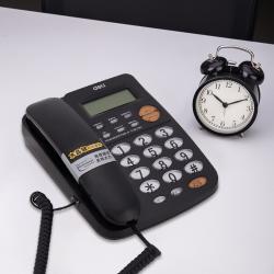 得力（deli）780 来电显示办公家用电话机/固定电话/座机 透明时尚按键 黑色