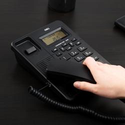 得力（deli）33490商务电话机 来电显示固定电话 免提家用座机 大字按键有绳电话（黑色）