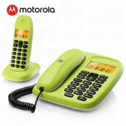 摩托罗拉(Motorola)CL102C数字无绳电话机座机子母机中文显示套装办公家用一拖二固定无线座机(青柠色)