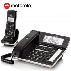 摩托罗拉(Motorola)数字无绳录音电话机 无线座机 子母机一拖一 办公家用 通话录音可扩展子机C7001C（黑色）
