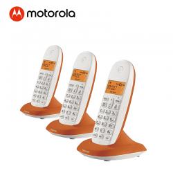 摩托罗拉(Motorola)数字无绳电话机 无线座机 单机 办公家用 来电显示 三方通话 C1001XC(橙色) 一拖二