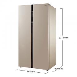 美的(Midea)521升 对开门冰箱 风冷无霜 纤薄机身 双开门电冰箱 双门 节能静音 阳光米 BCD-521WKM(E)